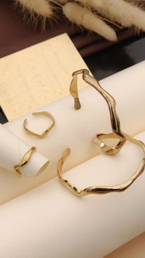 Anti Tarnished Bangle - Ring Set